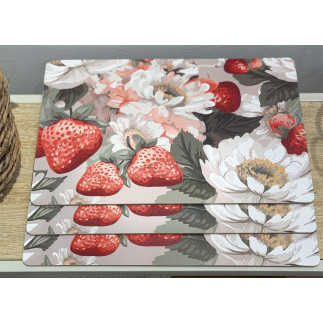 Underlägg Kork Jordgubbar 43x30 cm 4-pack Underlägg Kork Jordgubbar 43x30 cm 4-pack