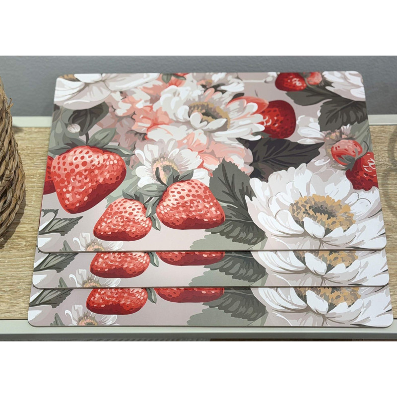 Underlägg Kork Jordgubbar 43x30 cm 4-pack Underlägg Kork Jordgubbar 43x30 cm 4-pack
