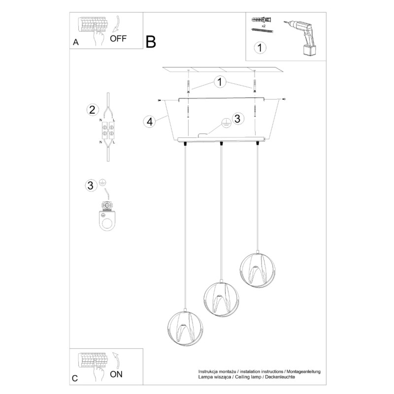 Pendel lampa TULOS 3L svart