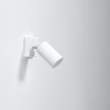 Vägglampa RING vit med strömbrytare