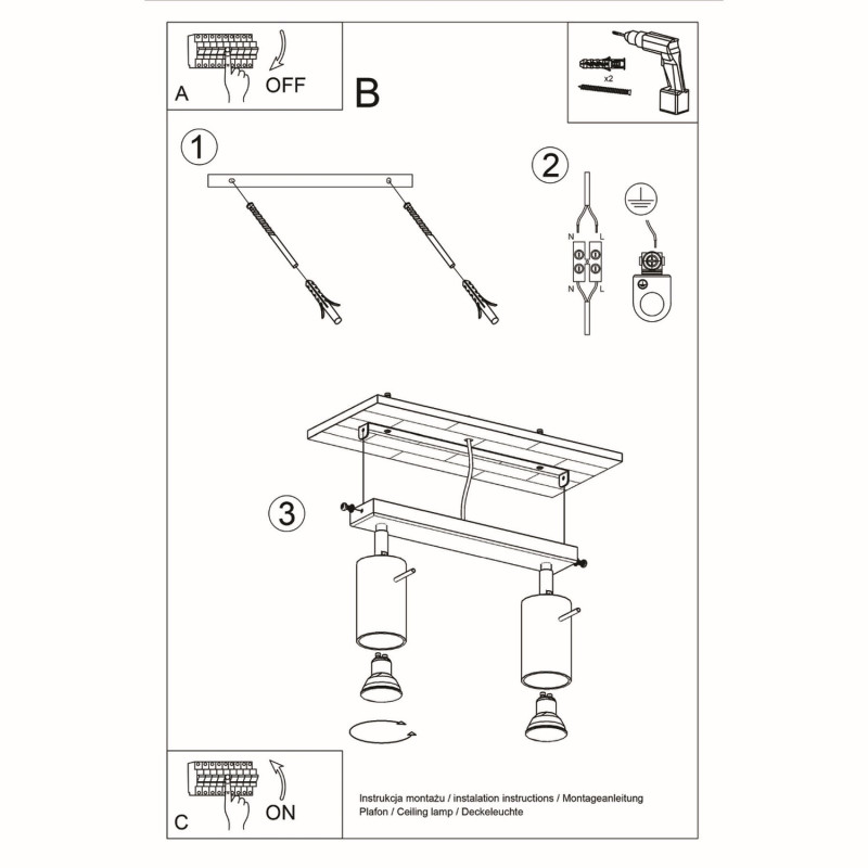 Taklampa RING 2 vit
