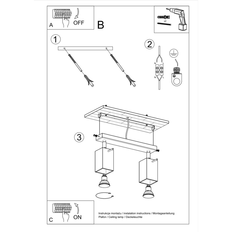 Taklampa MERIDA 2 svart Taklampa MERIDA 2 svart
