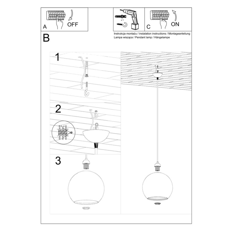 Pendel lampa BALL transparent