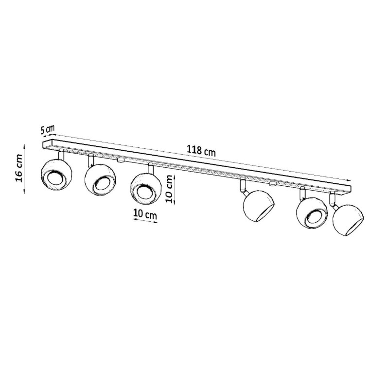 Taklampa OCULARE 6L svart