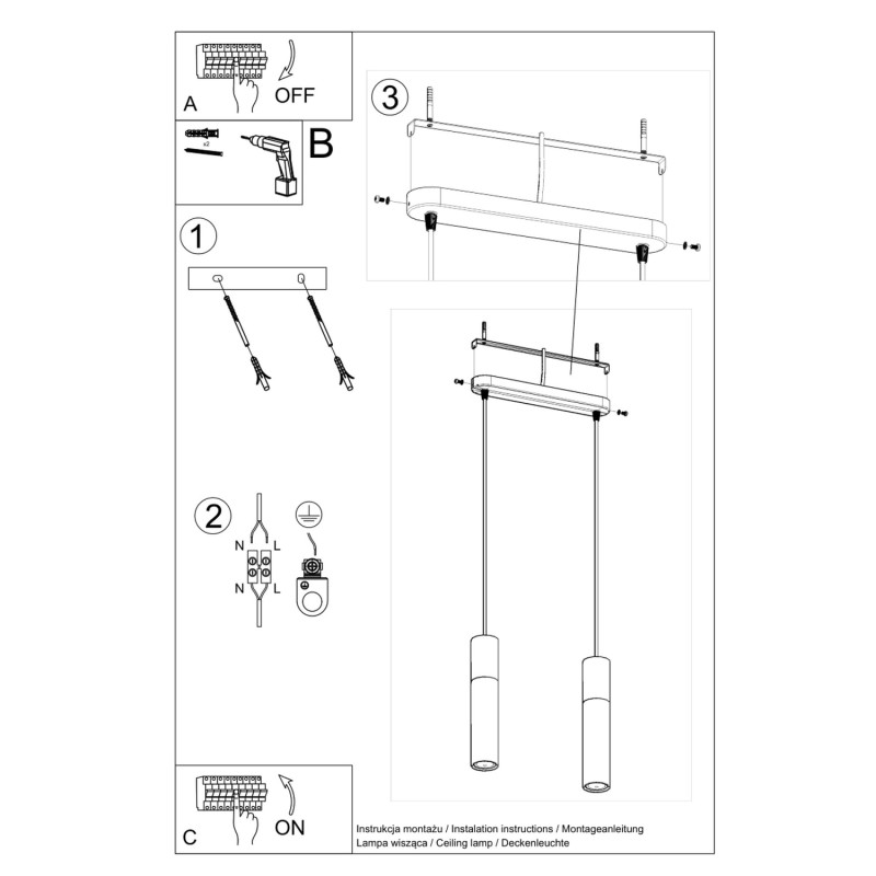 Pendel lampa BORGIO 2 svart