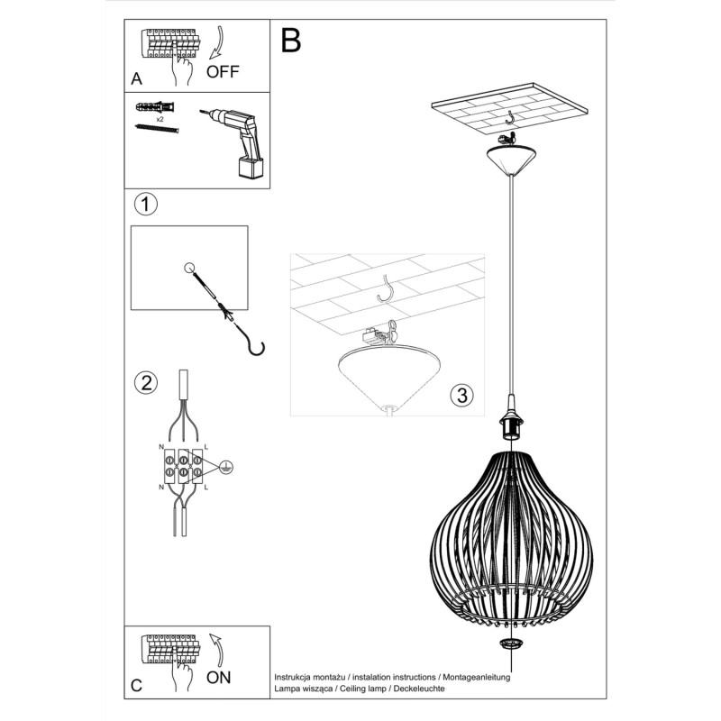 Pendel lampa APRILLA trä