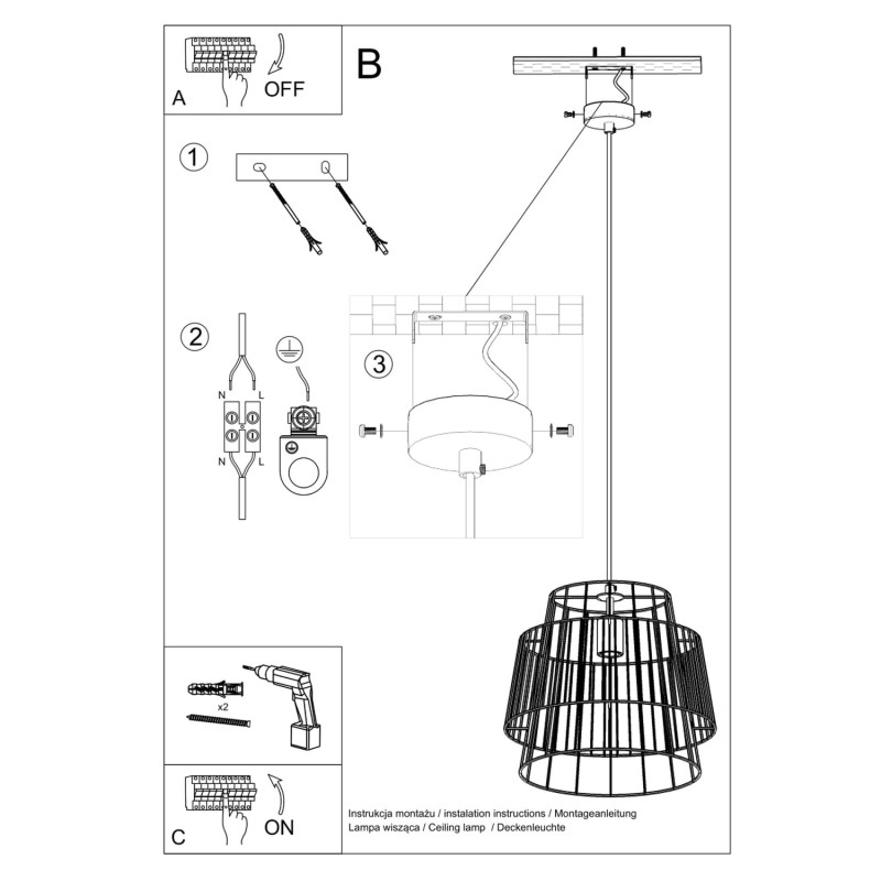 Pendel lampa GATE svart