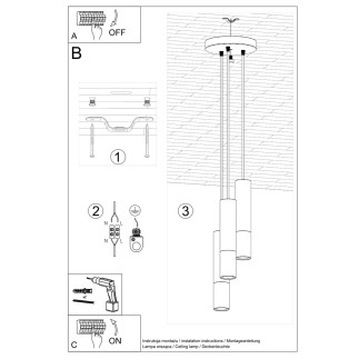 Pendel lampa LOOPEZ 3P svart/guld