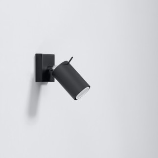 Vägglampa RING svart en strömbrytare
