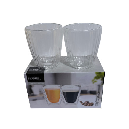 Mugg Dubbelglas Kaffe/Te 2-pack Glas 25 cl