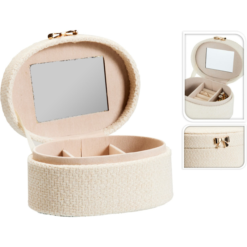Smyckeskrin Ovalt Textil Beige 12 cm Smyckeskrin Ovalt Textil Beige 12 cm