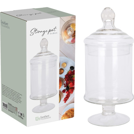 Burk Glas med lock Kakburk 28 cm