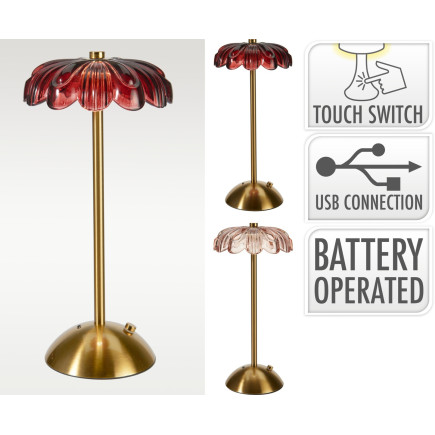 Bordslampa Lampa LED Blomma Rosa 30 cm