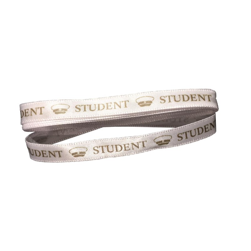 Band Studentband vitt/guld 3 meter Band Studentband vitt/guld 3 meter