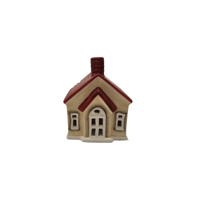 Hus Vitt/Rött LED-belysning 14 cm