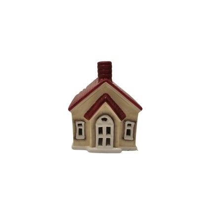 Hus Vitt/Rött LED-belysning 14 cm