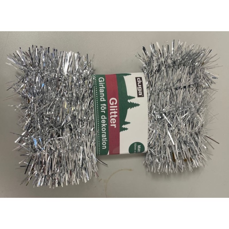 Glitter Girlang Silver Flamsäker 3 meter 